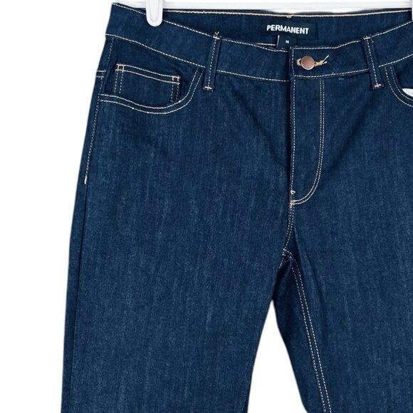 Permanent Women's Navy Blue Denim Jeans Size 14 Boot Cut Stretch Mid Rise NWT - Picture 14 of 15